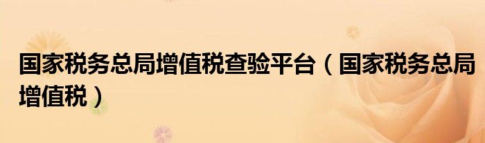 国家税务总局增值税查验平台（国家税务总局增值税）