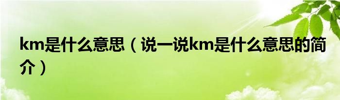 km是什么意思（说一说km是什么意思的简介） 